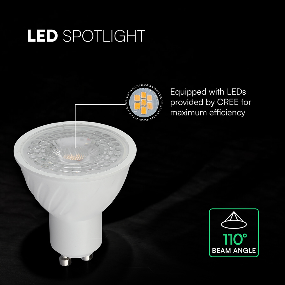 V-TAC LED-Lampe VT-211936, 6W, EEK: F, 445lm, 4000 K, PAR16, GU10, 110°