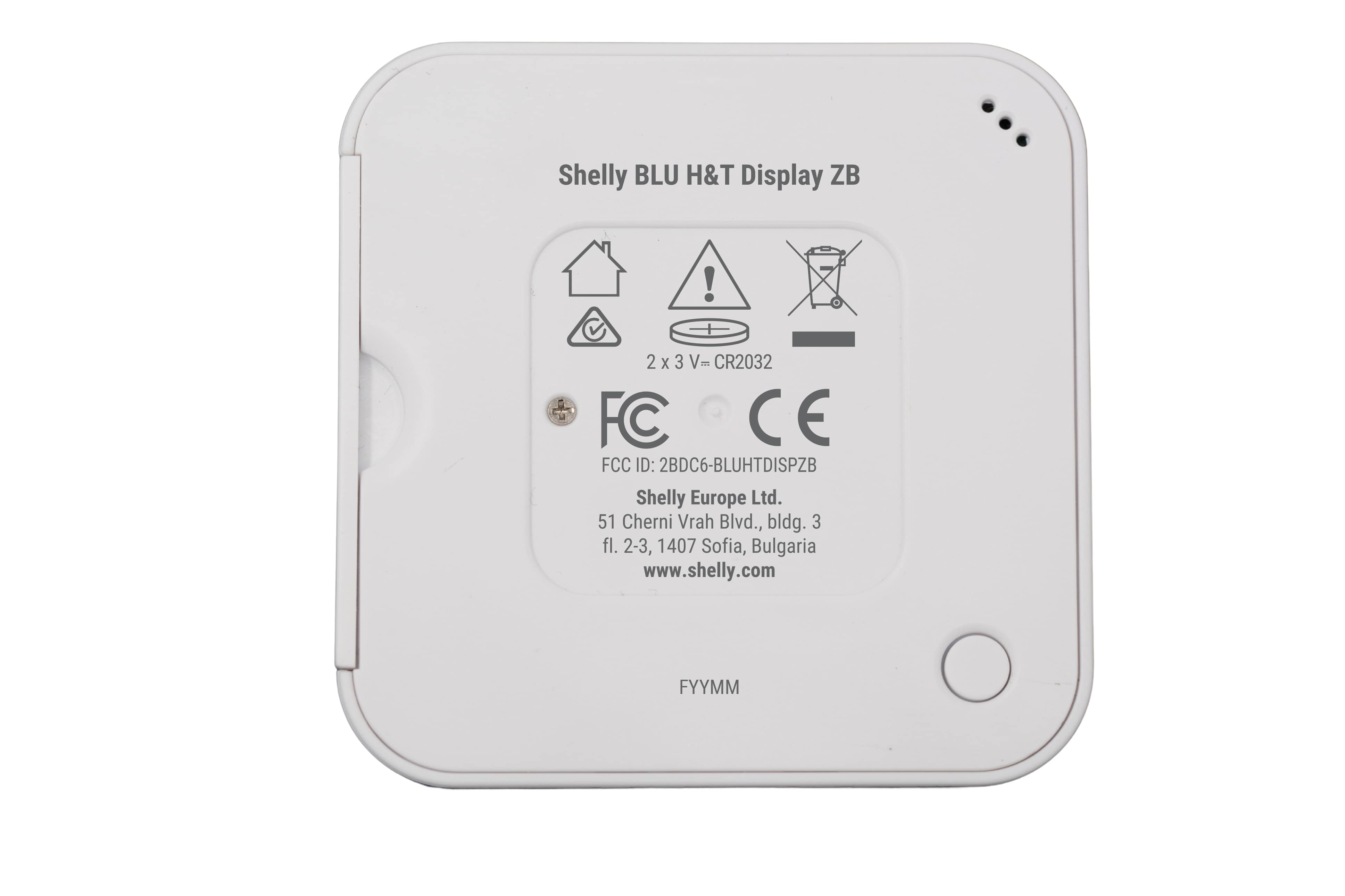 SHELLY WLAN-Temperatur- und Feuchtigkeitssensor, Blu ZB H&T Display, Weiß
