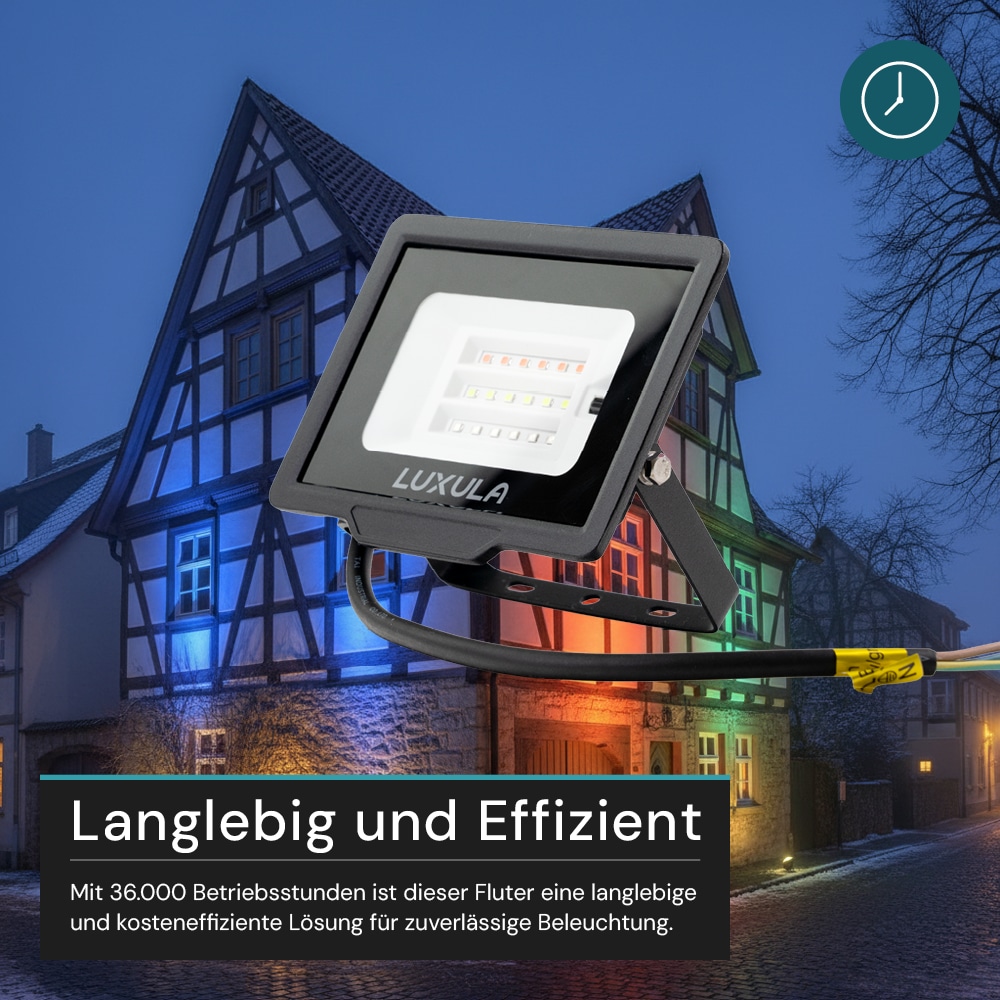 LUXULA RGB LED-Fluter LX400181, 20W, IP65, schwarz, mit Fernbedienung LUXULA RGB LED-Fluter LX400181, 20W, IP65, schwarz, mit Fernbedienung