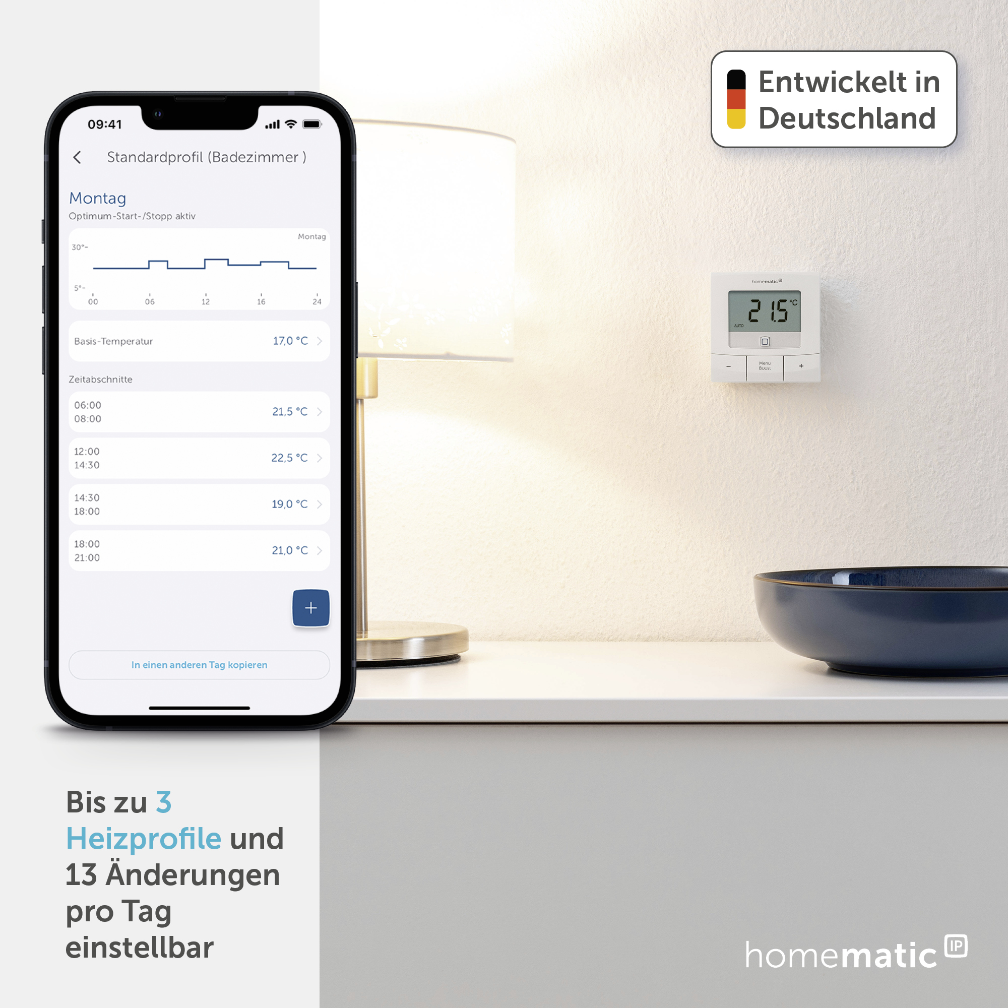 HOMEMATIC IP Smart Home 154666A0, Wandthermostat basic, weiß