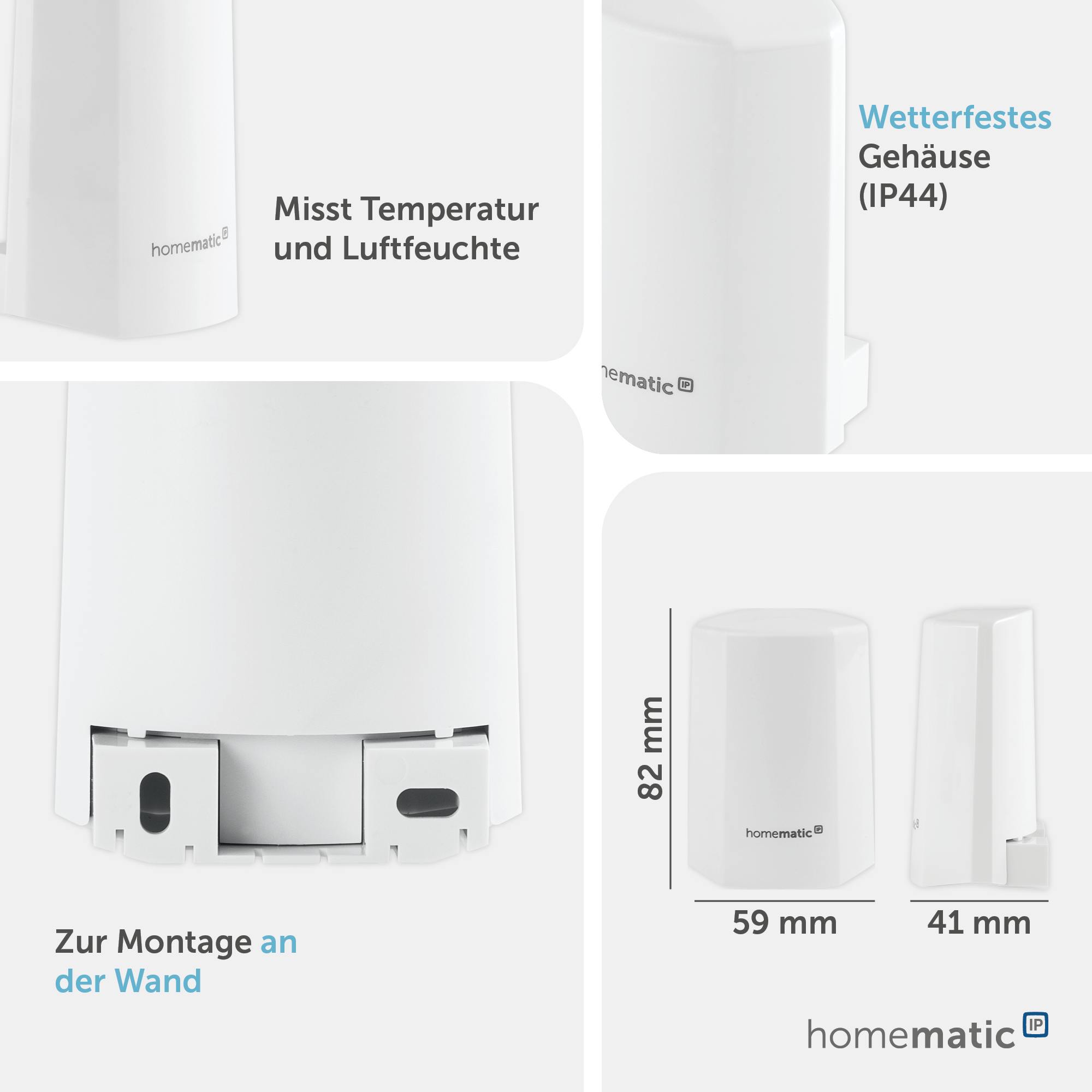 HOMEMATIC IP Smart Home 150573A0, Temp. Und Luftfeuchtigkeitssensor, weiß