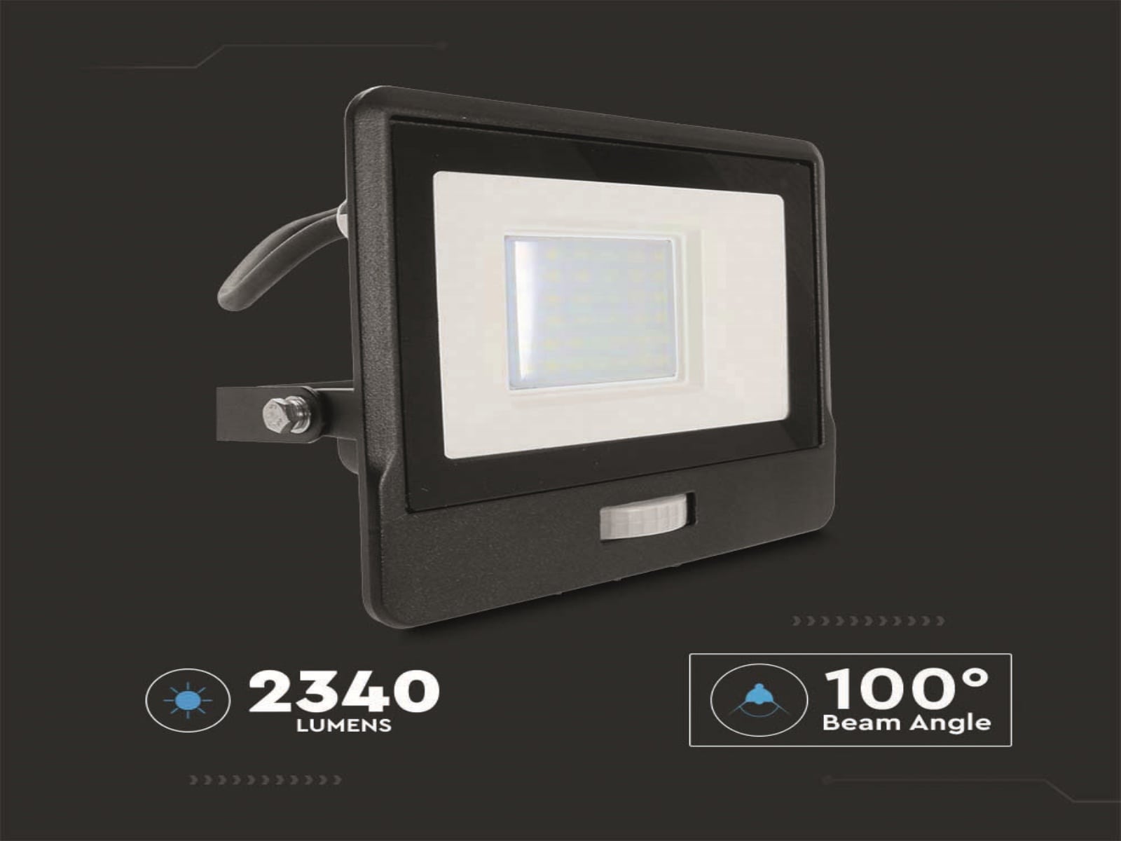V-TAC LED-Fluter, Bewegungsmelder VT-138S-1 (20287) EEK: F, 30W, 2340 lm, 4000K, schwarz V-TAC LED-Fluter, Bewegungsmelder VT-138S-1 (20287) EEK: F, 30W, 2340 lm, 4000K, schwarz