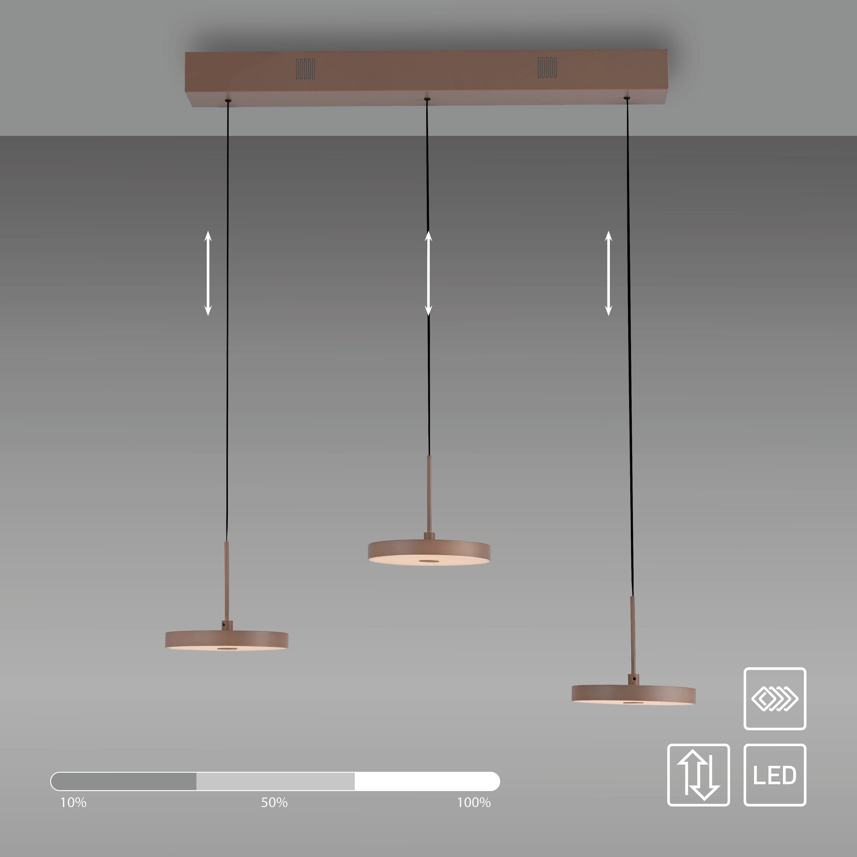 JUST LIGHT LED-Pendelleuchte 13141-39, 20,40W, 3000K, 2370lm, warmweiß, IP20, sand