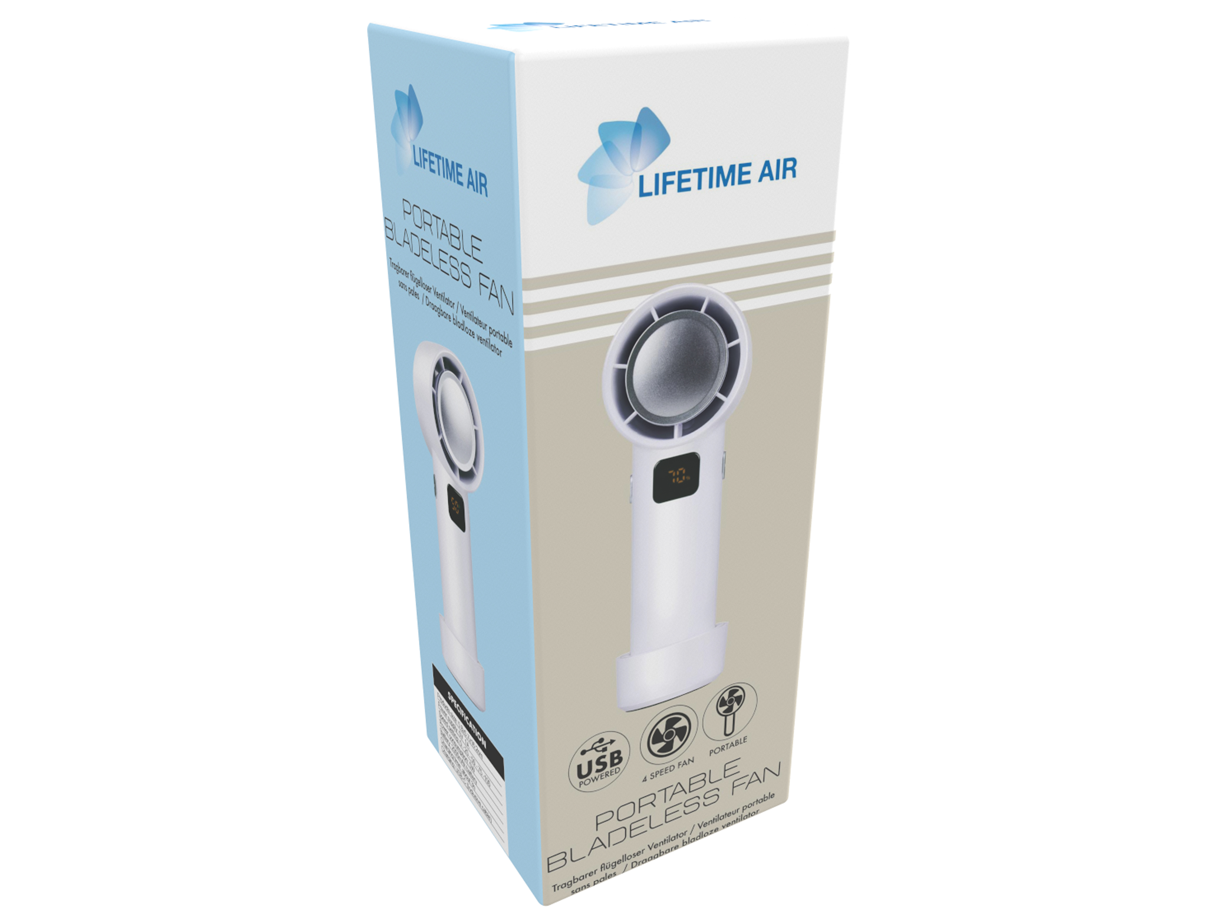 LIFETIME AIR USB-Handventilator, bladeless Design, 2000mAh, weiß LIFETIME AIR USB-Handventilator, bladeless Design, 2000mAh, weiß
