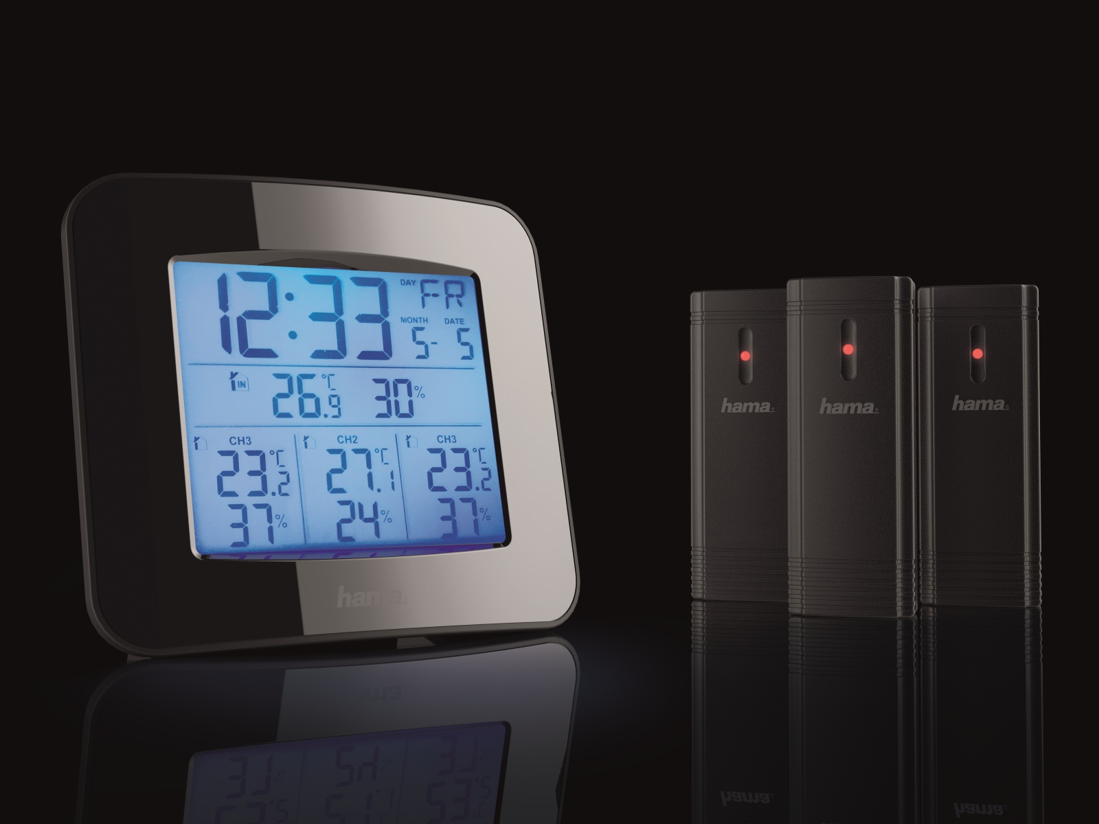 HAMA Funk-Wetterstation EWS Trio, schwarz