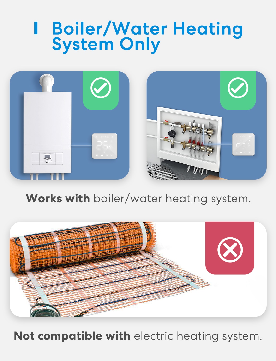 MEROSS Smart Thermostat MTS200BHK-EU, WLAN, für Fußboden / Heizkörpersteuerung