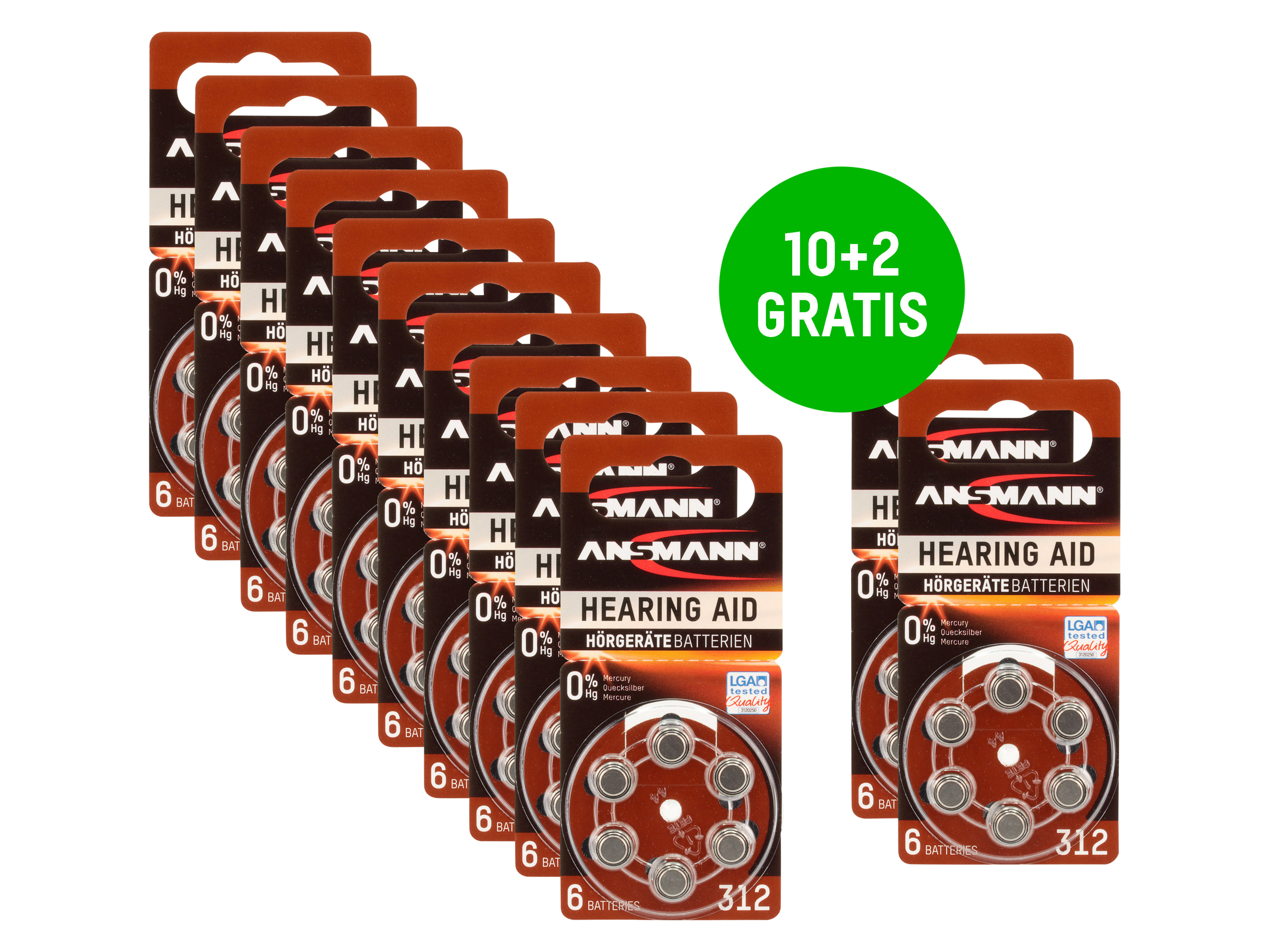 ANSMANN Hörgeräte-Batterie, HEARING AID, PR41, Größe 312, 72er Set ANSMANN Hörgeräte-Batterie, HEARING AID, PR41, Größe 312, 72er Set