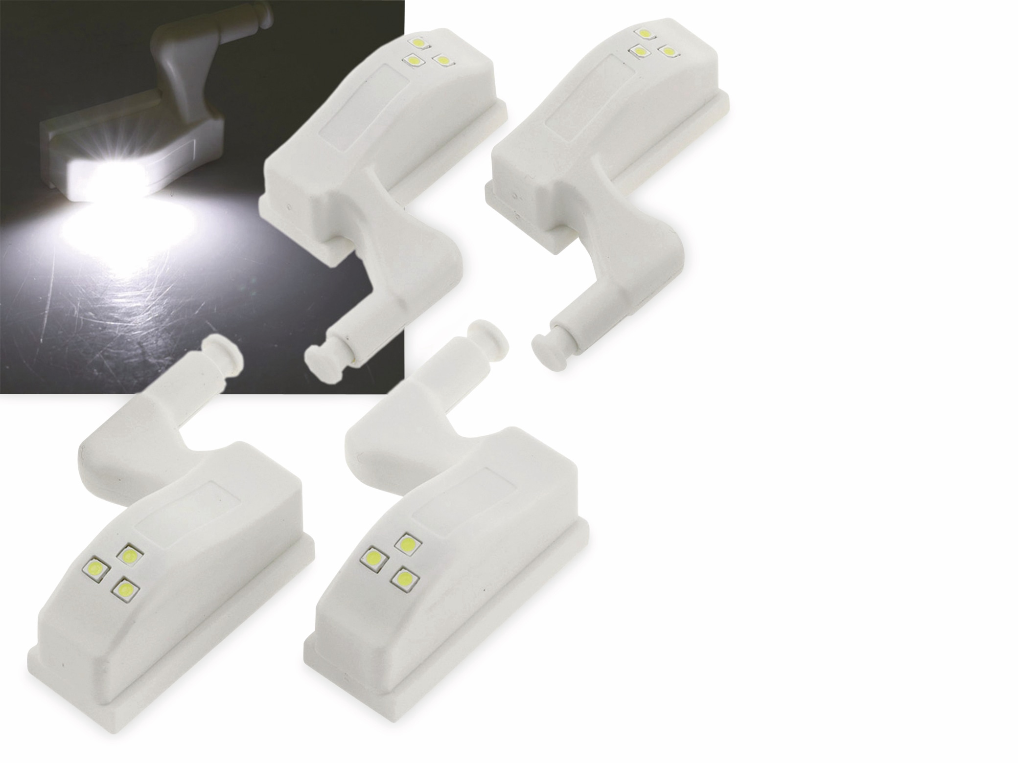 CHILITEC LED-Schrankleuchte 23106, 4er-Set, 6000K, weiß