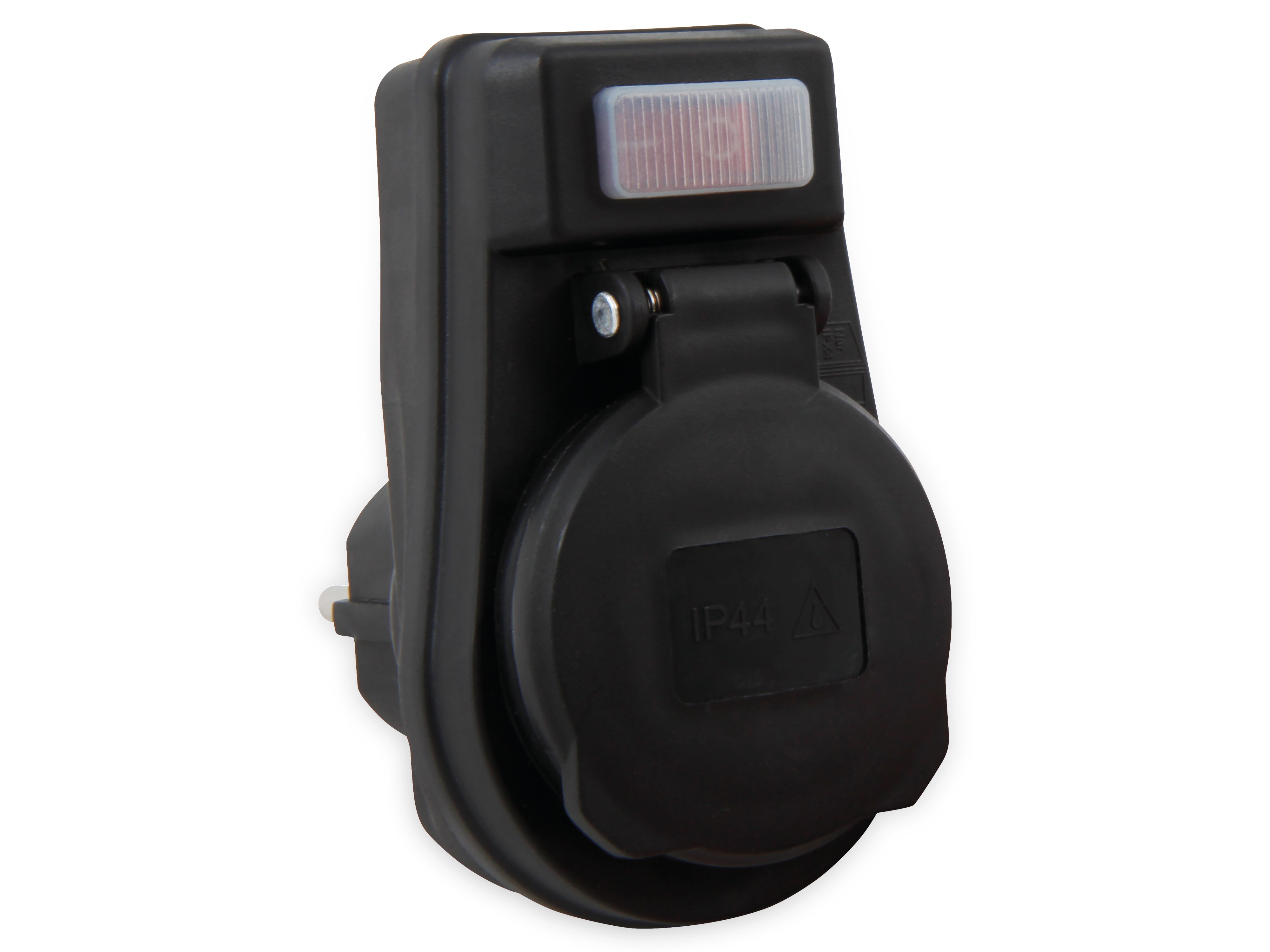 MCPOWER Schutzkontakt-Zwischensteckdose mit Schalter, IP44, schwarz