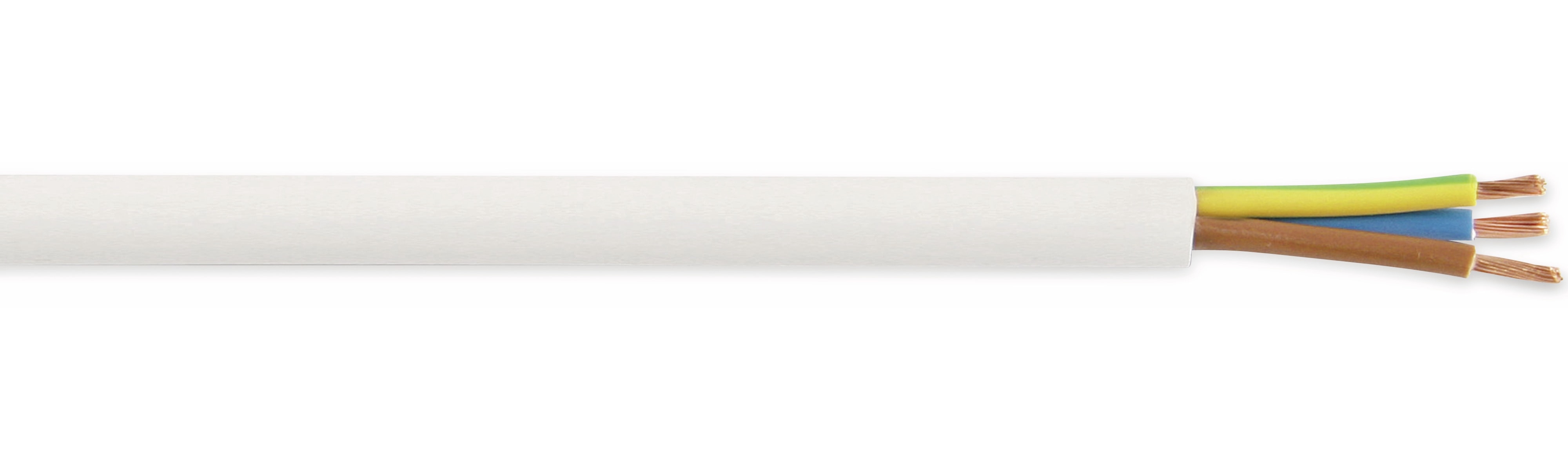 PVC-Schlauchleitung H05VV-F, 3x 0,75 mm², 50 m, weiß PVC-Schlauchleitung H05VV-F, 3x 0,75 mm², 50 m, weiß