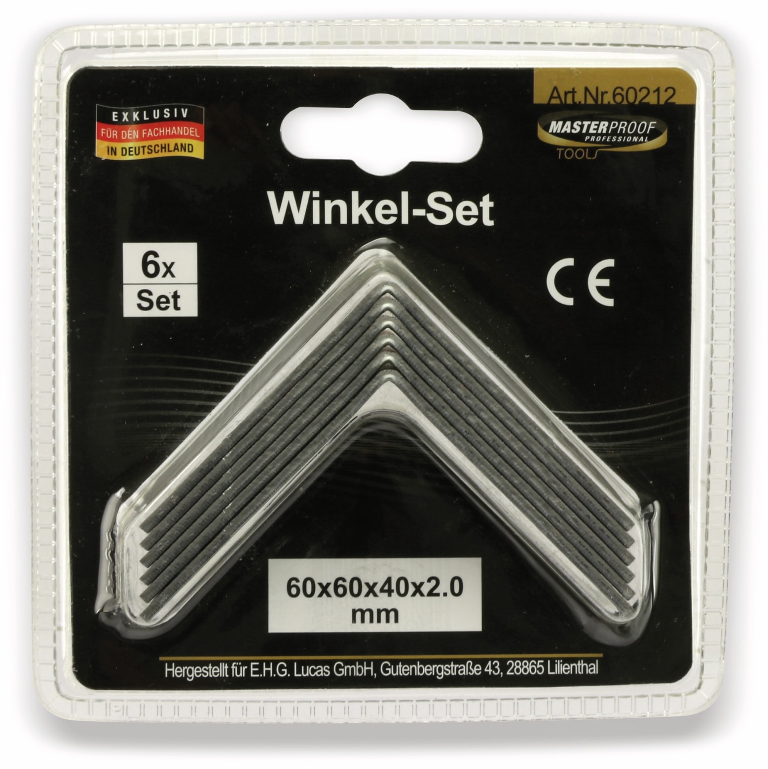 Winkelverbinder, 60x60x40x2 mm, 6 Stück Winkelverbinder, 60x60x40x2 mm, 6 Stück