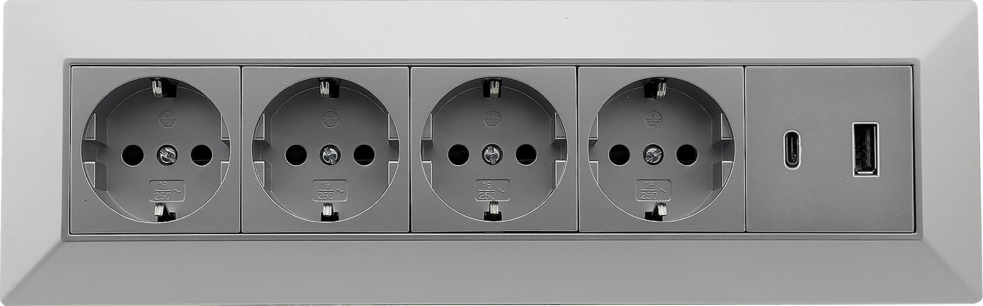 CHILITEC Steckdosenblock 23789, 4-fach, USB-A+C, 250V/16A, silber CHILITEC Steckdosenblock 23789, 4-fach, USB-A+C, 250V/16A, silber