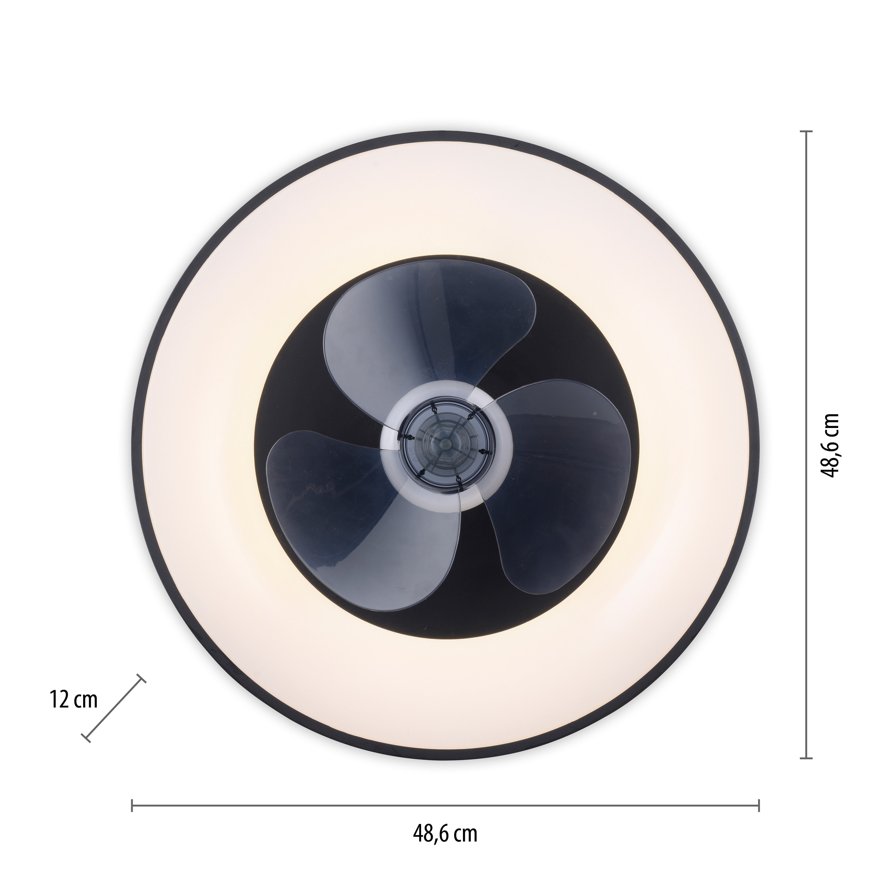 JUST LIGHT LED-Deckenleuchte Venika, mit Ventilator, 36 W, 4250lm, CCT, Ø 48,6 cm