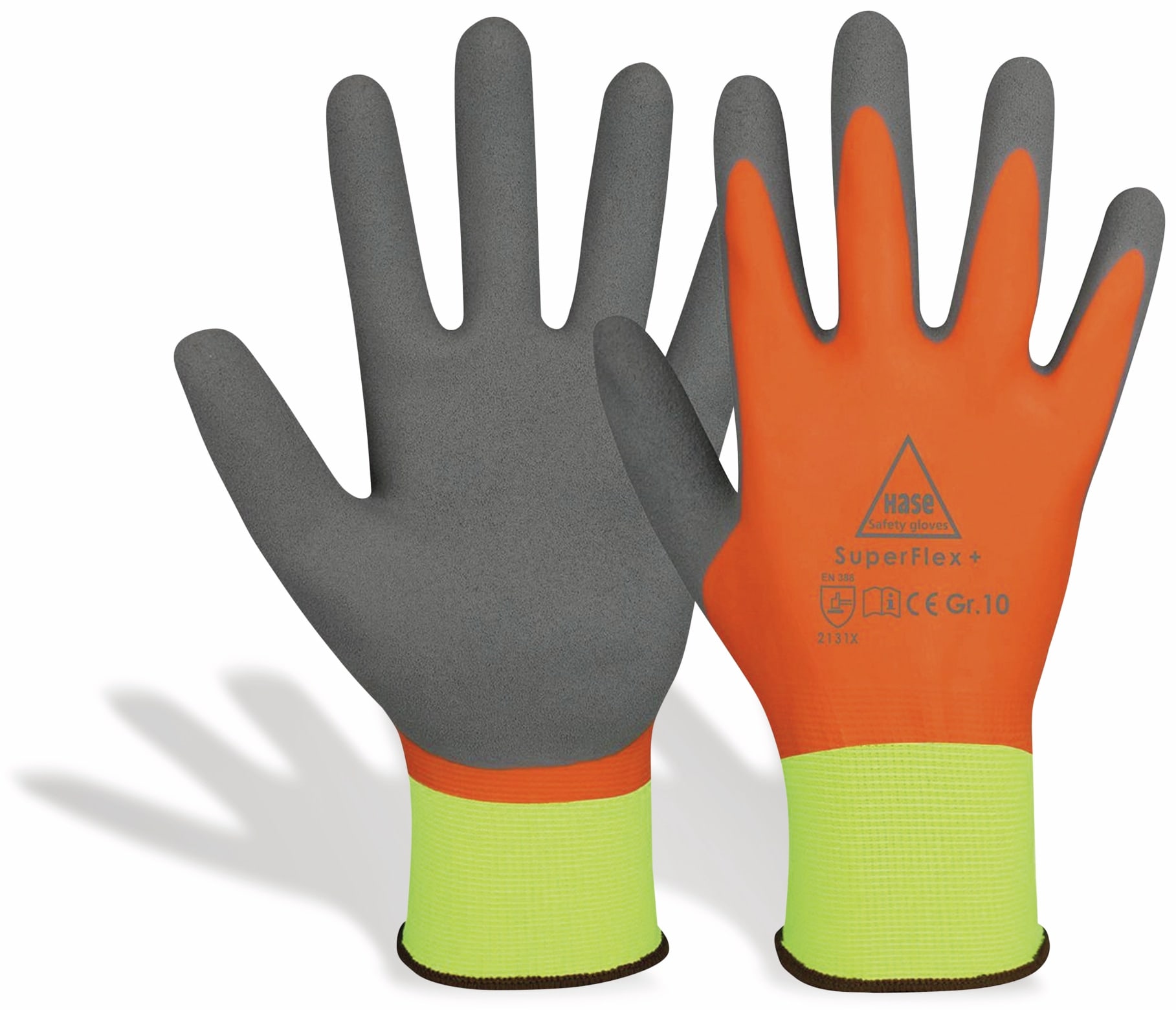 HASE SAFETY GLOVES Latex-Arbeitshandschuhe SuperFlex+, EN388, EN 420, neongelb/orange, Größe 10 HASE SAFETY GLOVES Latex-Arbeitshandschuhe SuperFlex+, EN388, EN 420, neongelb/orange, Größe 10