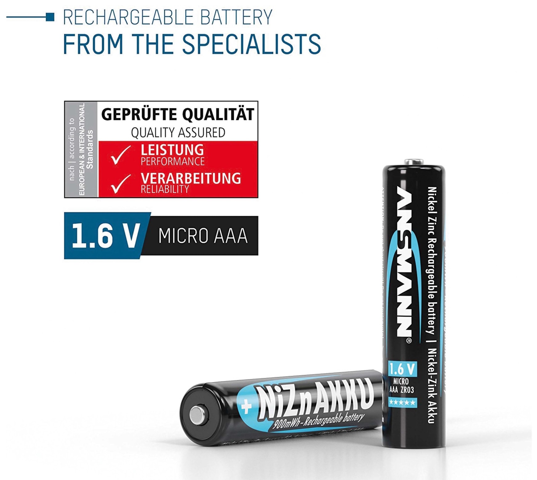 ANSMANN Micro-Akku, NiZn, 550mAh, 4 Stück