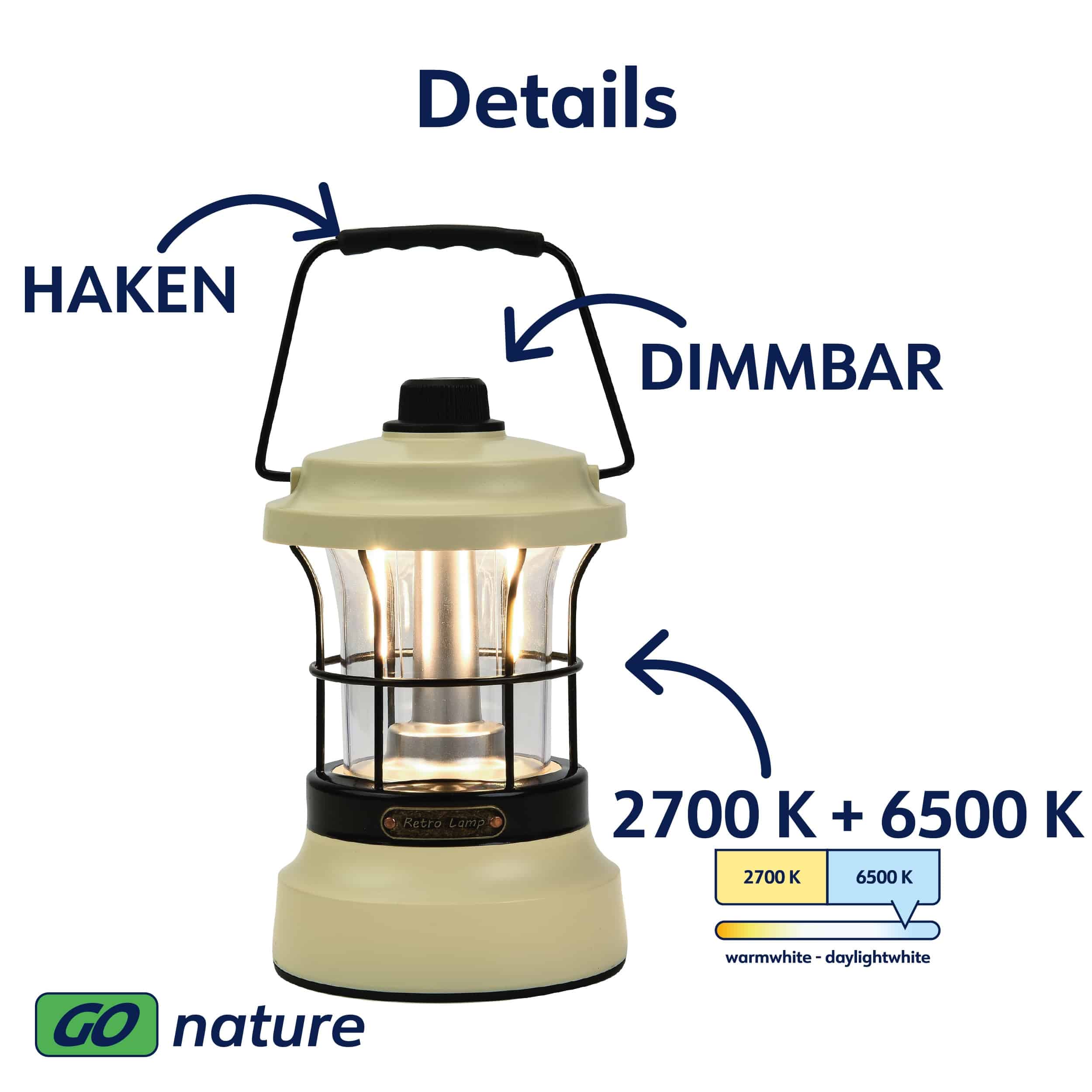 MÜLLER-LICHT LED-Akku-Campingleuchte GLEN, 2 W, 150 lm, hellbeige