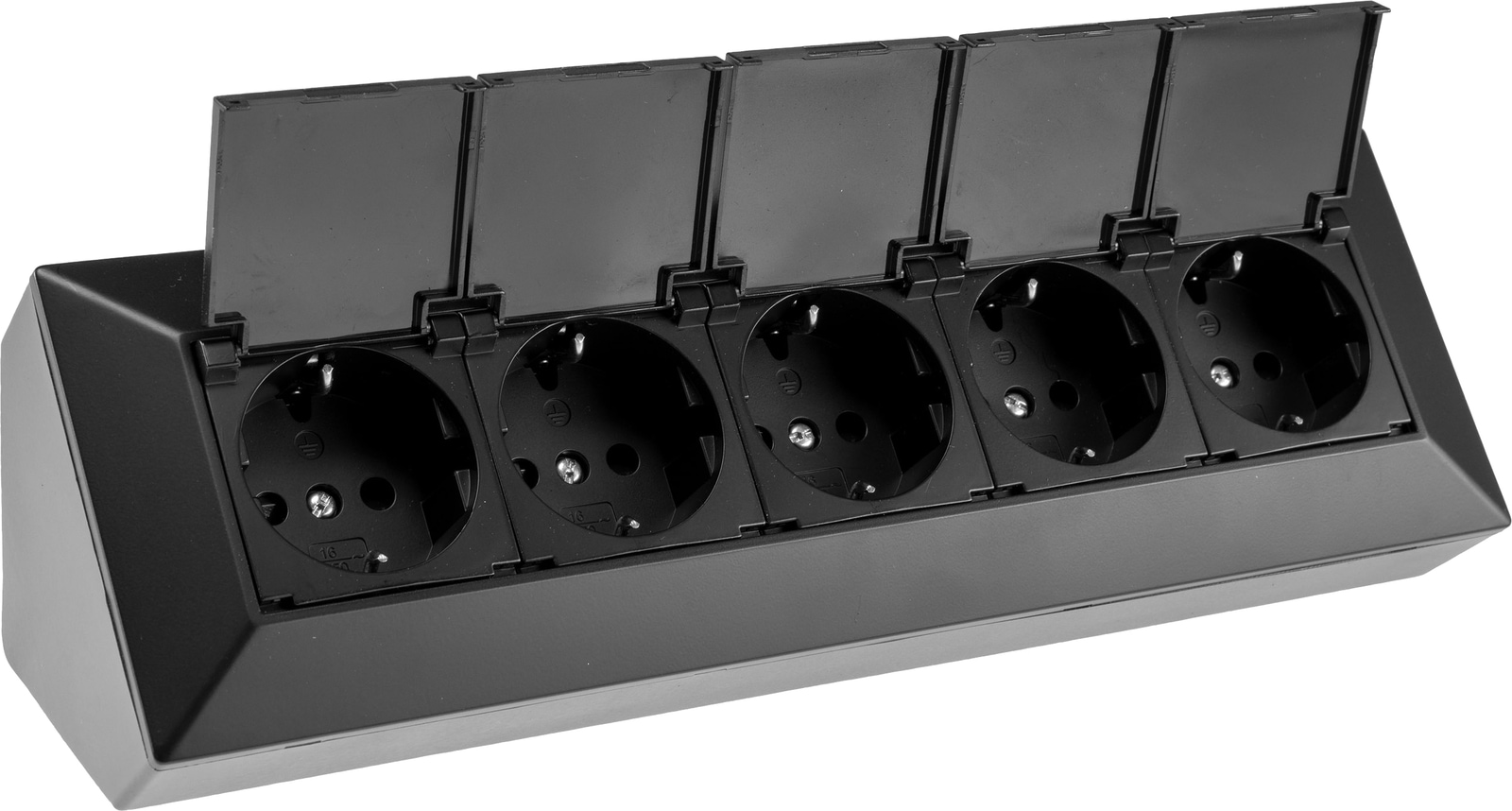 Image of CHILITEC Steckdosenblock 23943, 5-fach, mit Schutzklappen, 250V/16A, schwarz