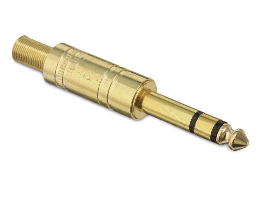 Klinkenstecker, 6,3 mm, stereo, Metall, vergoldet