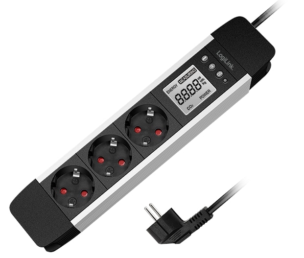 LOGILINK Steckdosenleiste LPS285, 3-fach, Display, Echzeit Energieverbrauch