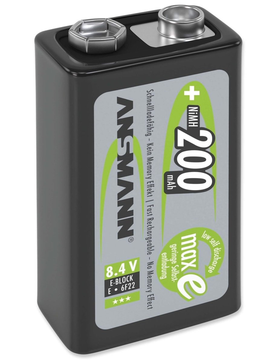 Image of ANSMANN NiMH-9V-Block-Akku maxE, 200 mAh