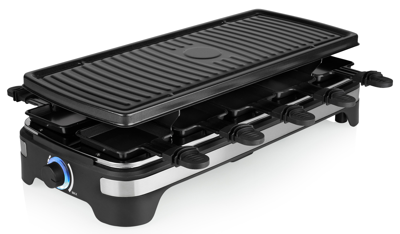 162650 Raclette 10 Pfännchen Antihaftbeschichtung Grillfunktion kabelgebunden Kontrollleuchte Schwarz