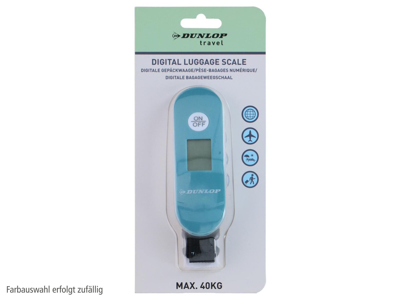 DUNLOP Digitale Gepäckwaage, Schwarz, Grau, Blau