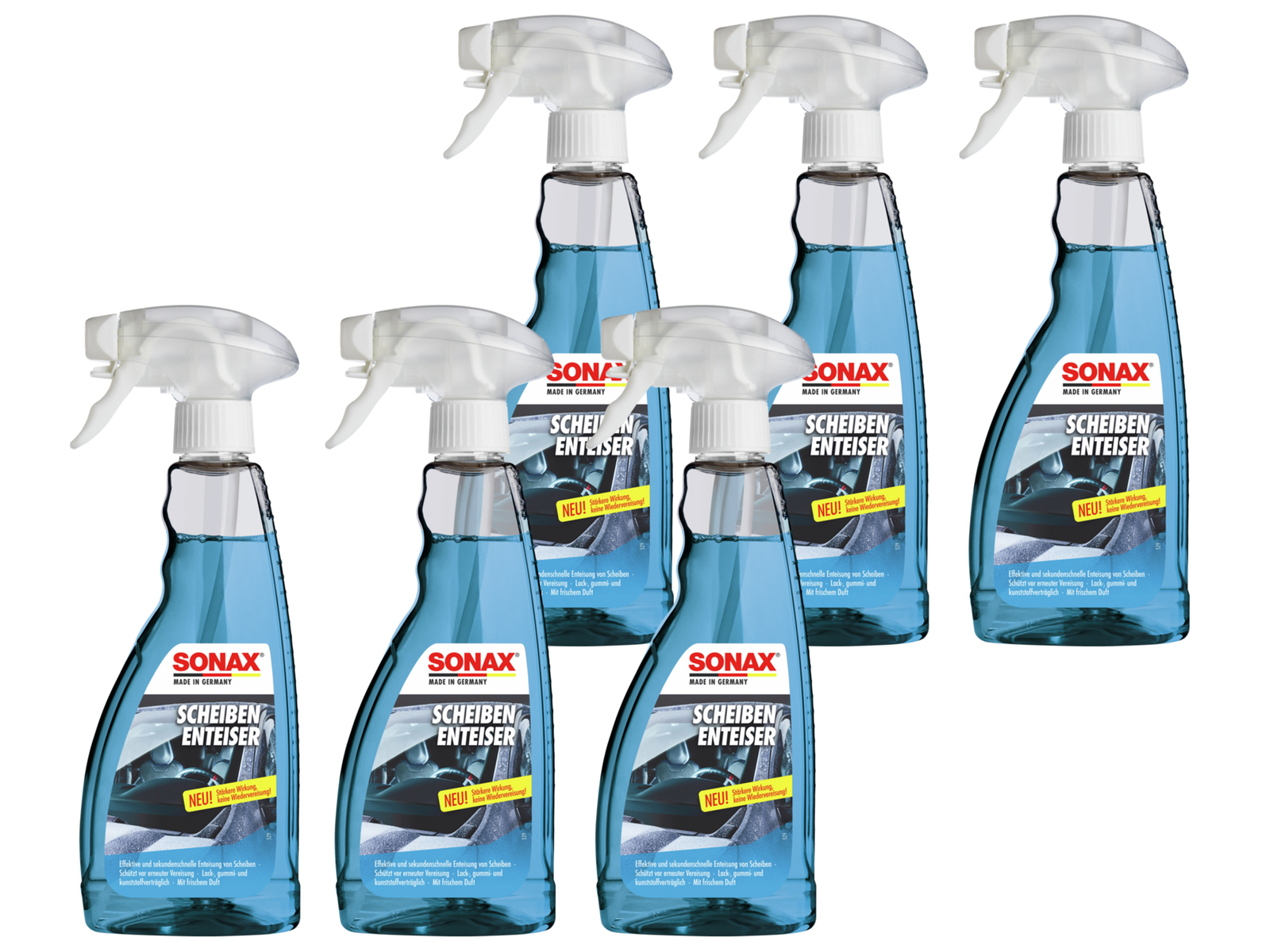 SONAX Scheibenenteiser, 03312410, 500 ml, 6 Stück