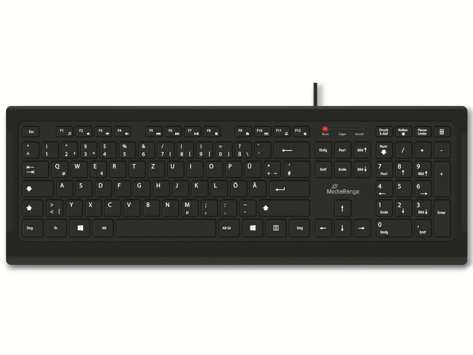 MEDIARANGE USB-Tastatur MROS101, flache Tasten, QWERTZ, schwarz