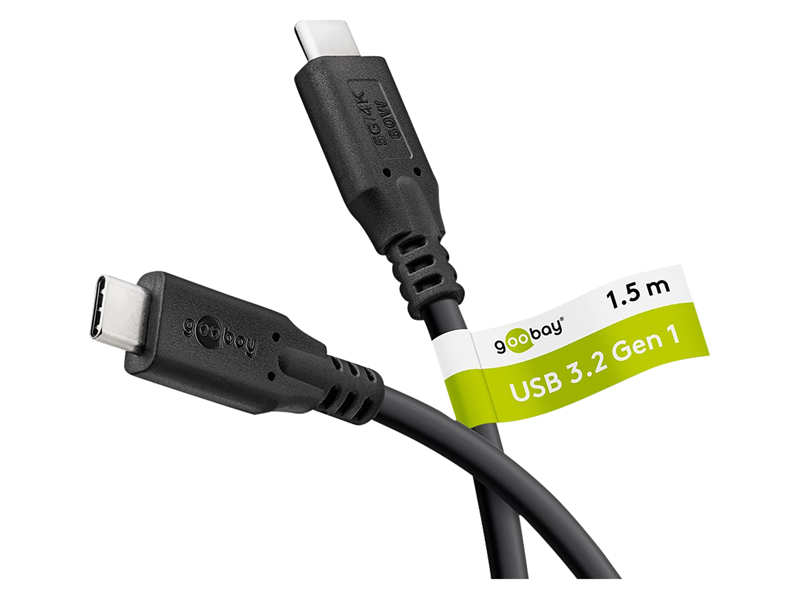 GOOBAY USB-C Kabel 66507 USB3.2 60W 1,5m schwarz 5 Gbit/s