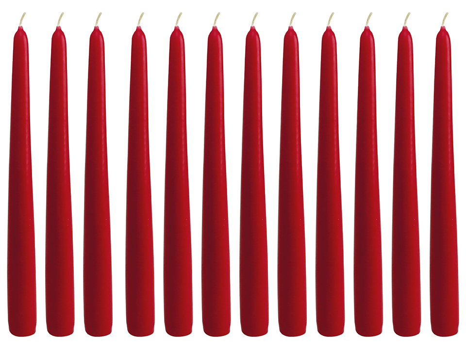 WIEDEMANN Tafelkerzen, Rot, 12 Stück, 250/25mm, Brenndauer: ~8h