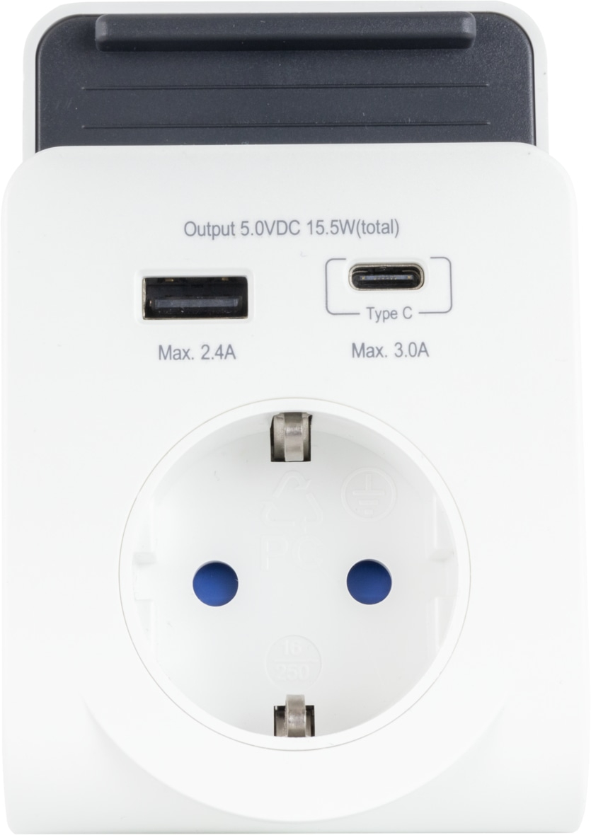 REV USB-Ladegerät mit Handyablage, 1x USB-A, 1x USB-C