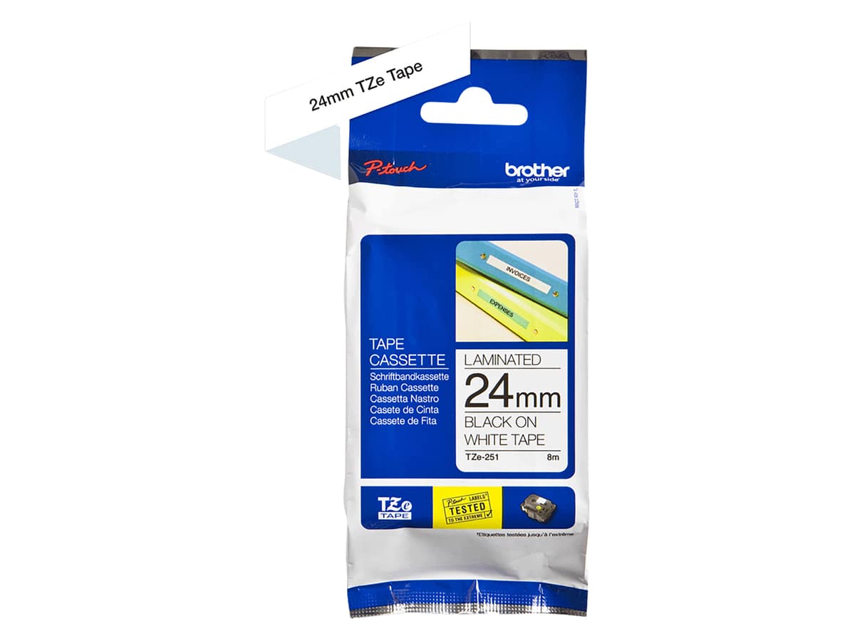 Image of BROTHER Schriftband TZE-251 24mm 8m schwarz auf weiß