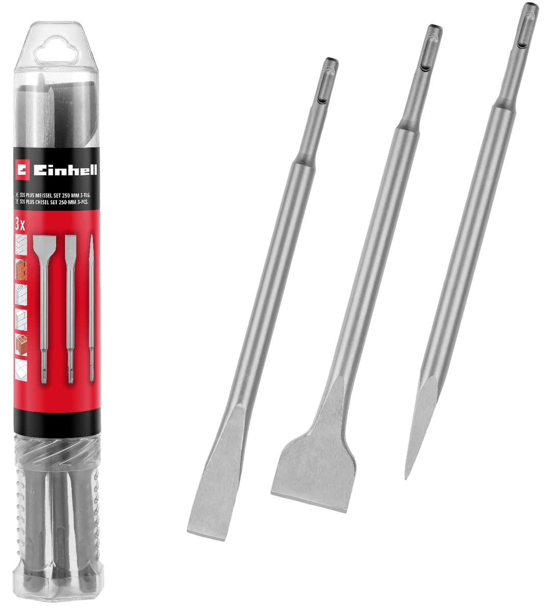 Image of EINHELL SDS-Plus Meißel-Set 247200, 250 mm, 3-teilig