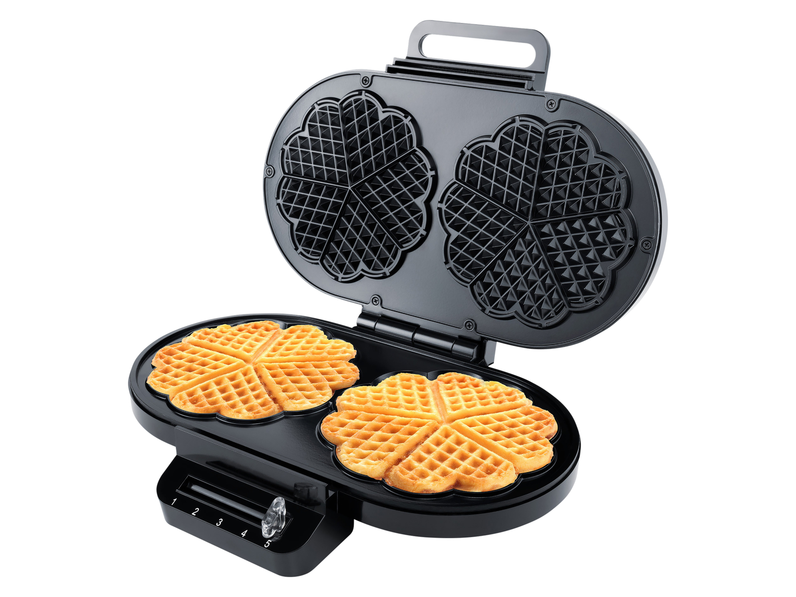 Image of STEBA Doppel Waffeleisen WE 2, 2x5 Herzwaffeln, Ø15,5cm, antihaftbeschichtung