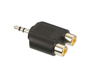S-IMPULS Klinkenadapter, Stecker 3,5 mm stereo / 2x Cinchkupplung, schwarz