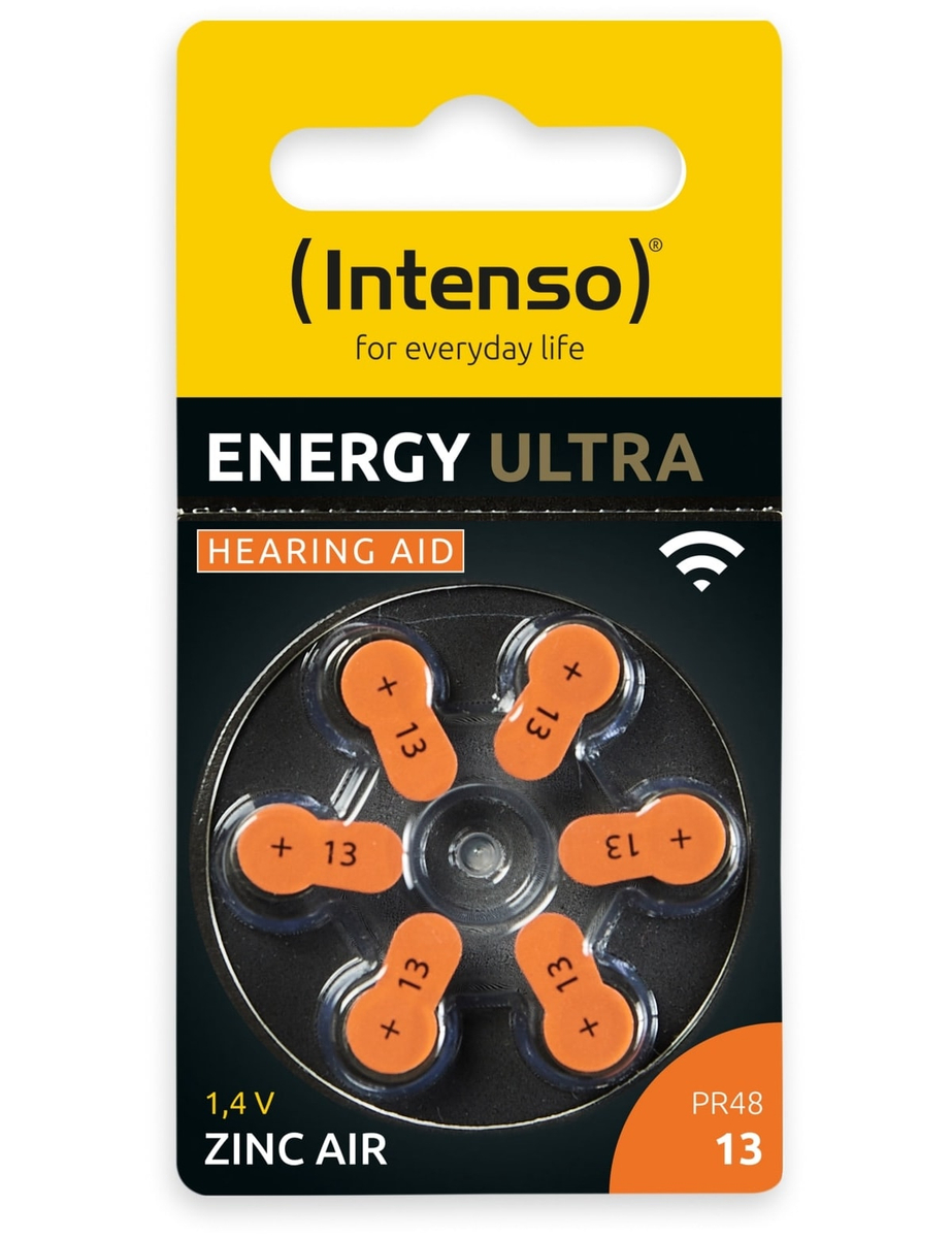 INTENSO Hörgeräte-Batterie Energy Ultra A 13, 6 Stück, orange