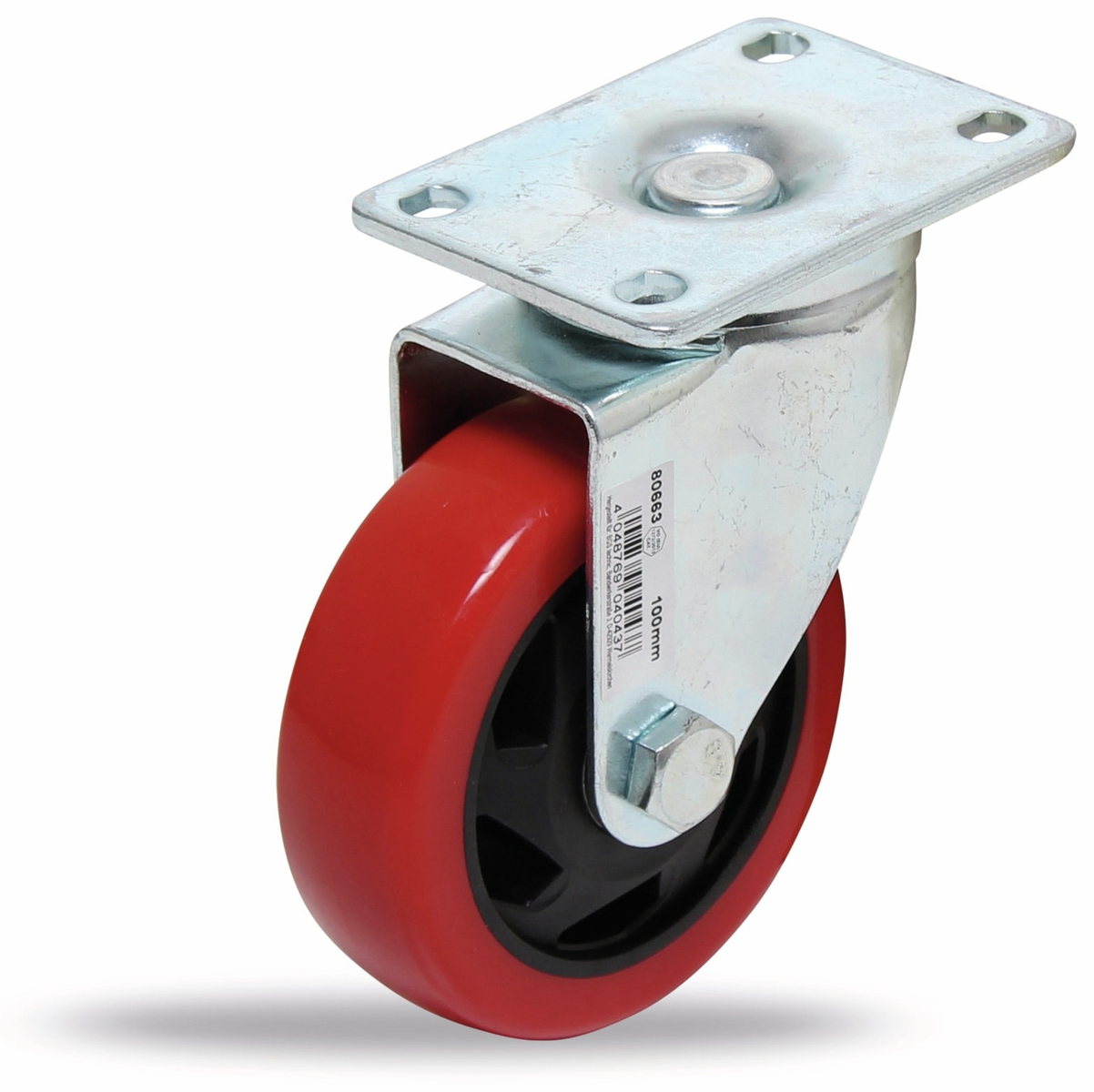 Image of BGS TECHNIC Lenk-Laufrolle, rot/schwarz, Ø 100 mm