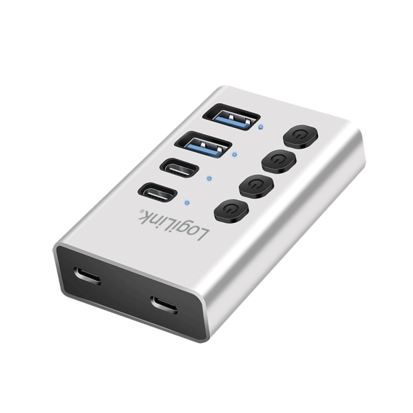 LogiLink UA0446 USB-Hub 2+2 Port USB-A, USB-C® USB 3.2 Gen1 5 GBit/s Aluminium UA0446