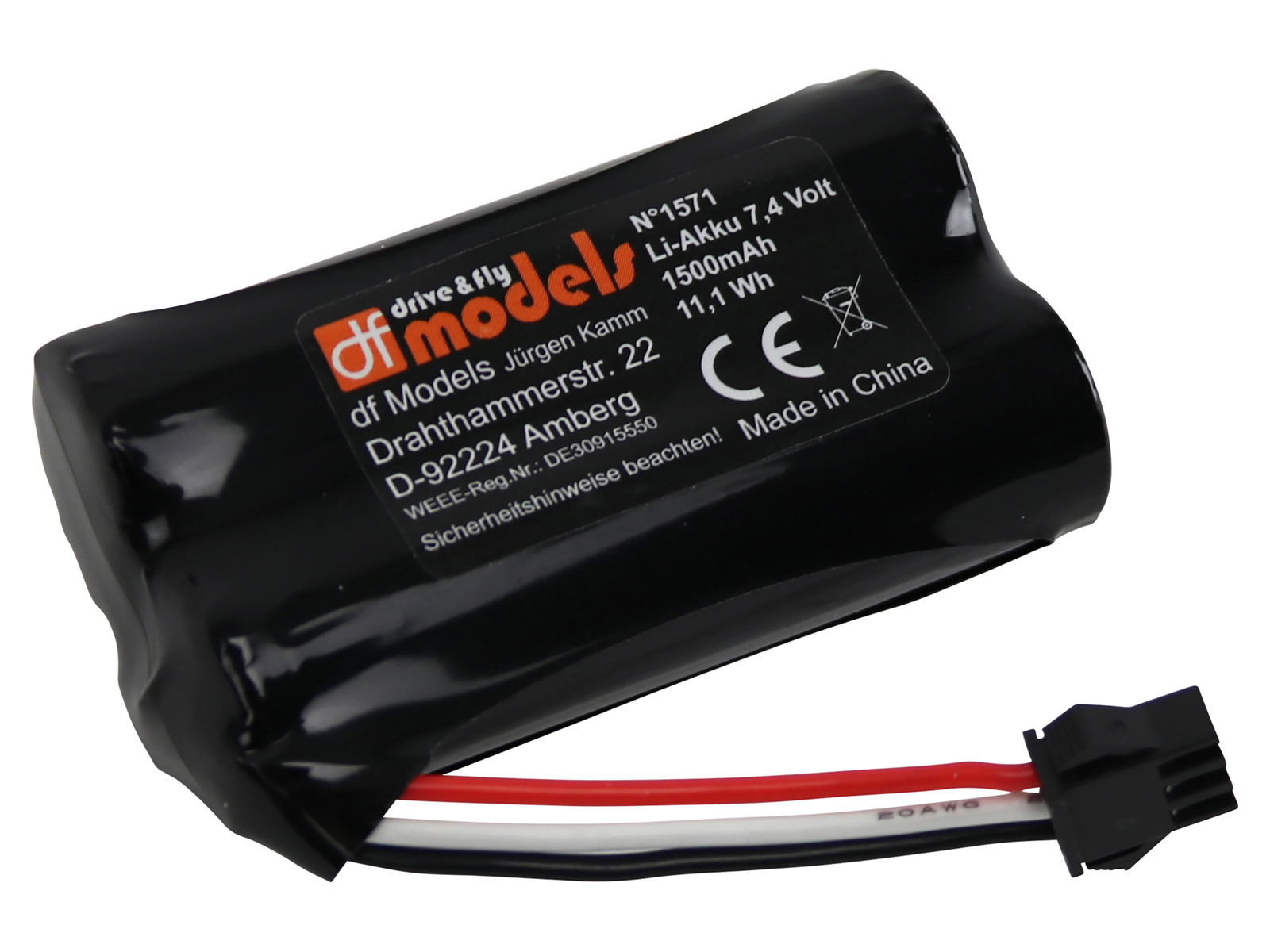 DF MODELS Li-Ion Akku für "TurbineX", 7,4 V, 1500 mAh, 11,1 Wh