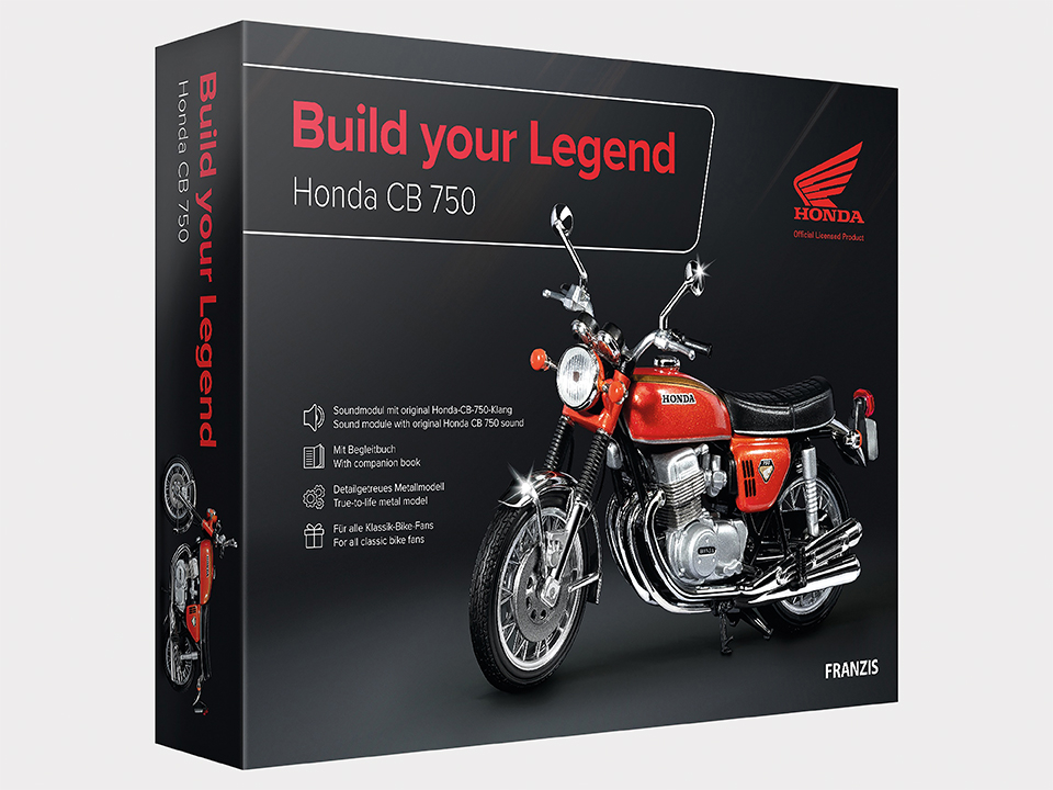 Honda CB 750 Build your Legend Metall Modellbausatz im Maßstab 124 inkl Soundmodul und 68-seitigem Begleitbuch