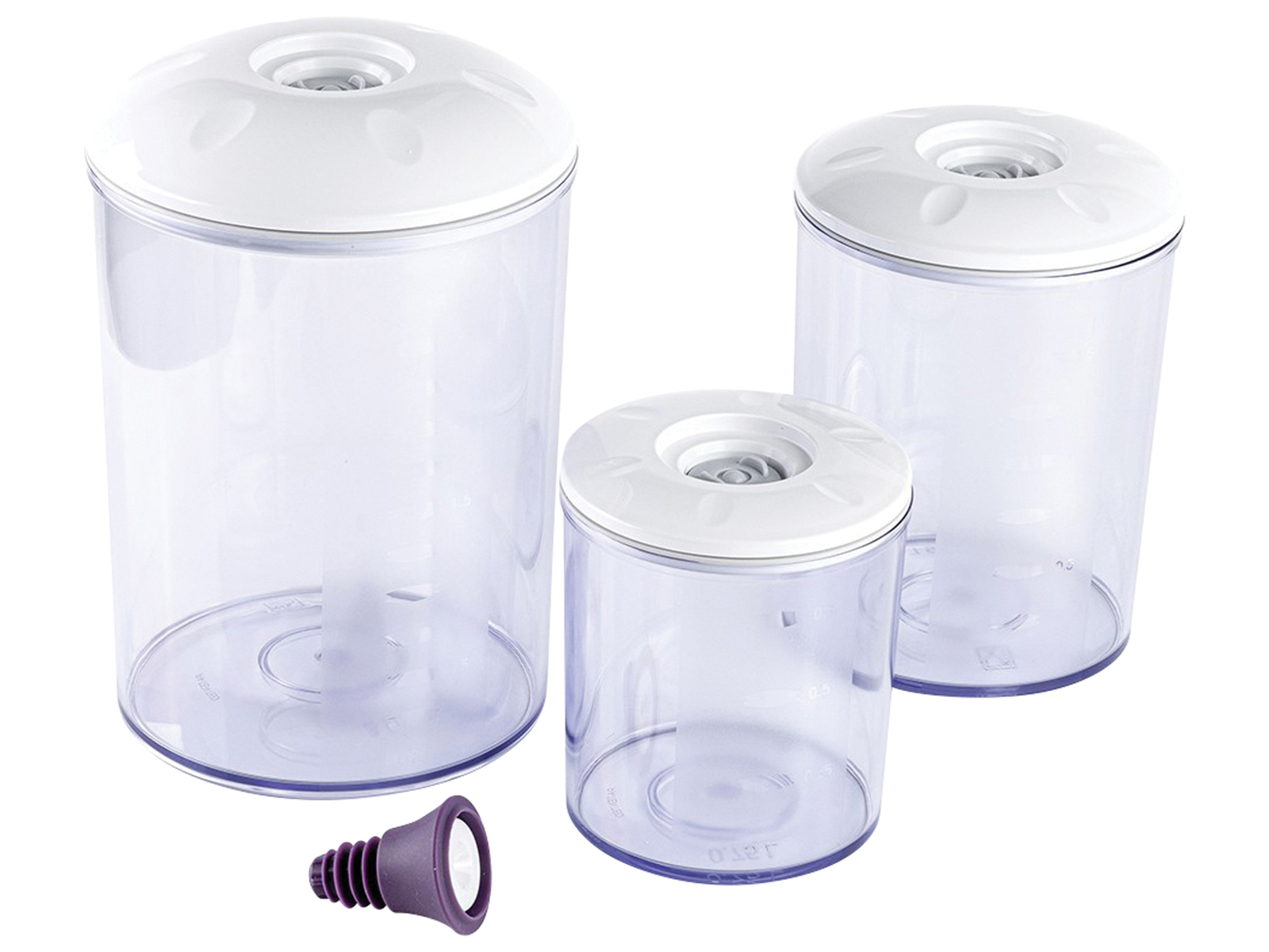 MAGICVAC Vakuumbehälter, 3er Set, 0,75/1,5/3 L, mit Deckel