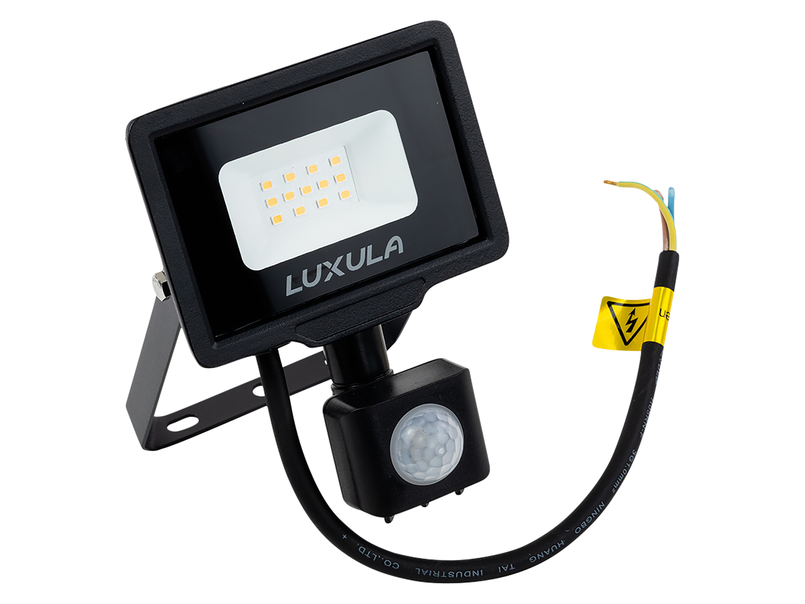 LUXULA LED-Fluter mit Bewegungsmelder, 10W, 1000lm, 4000K, Schwarz, IP65, 350° Erfassungsbereich