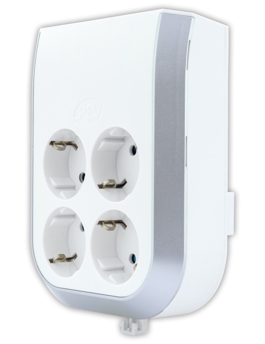 REV Multi-Power Steckdosenerweiterung 4-fach weiß mit Abstandshalter