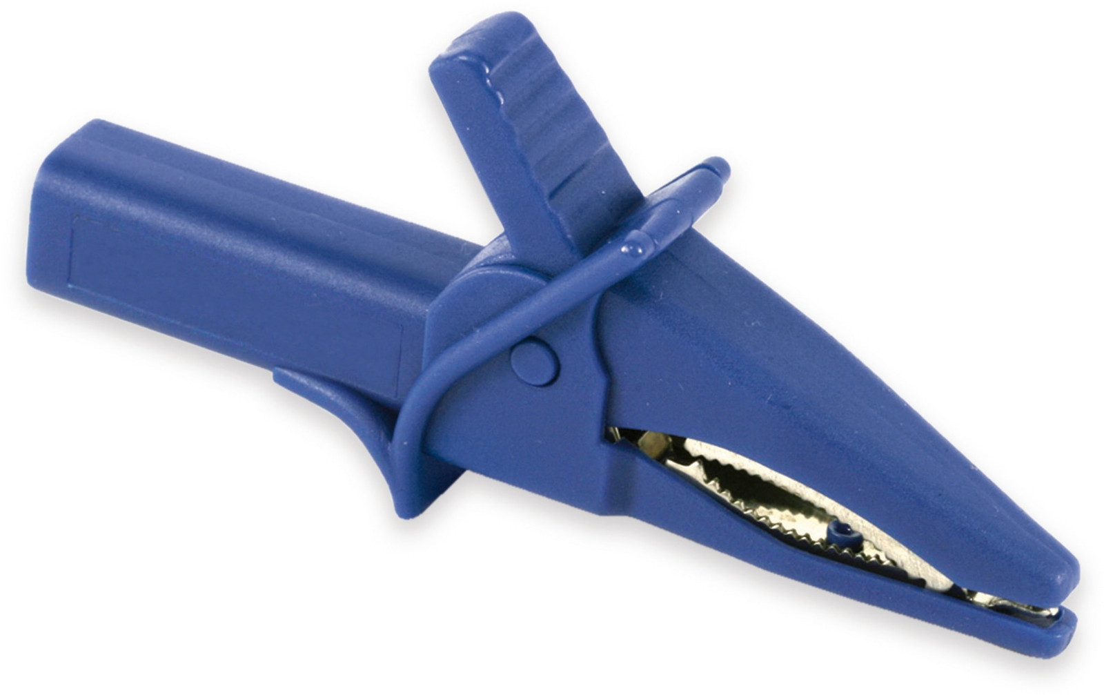 Krokoklemme isoliert 85mm mit 4mm Labor-Sicherheitsbuchsen blau
