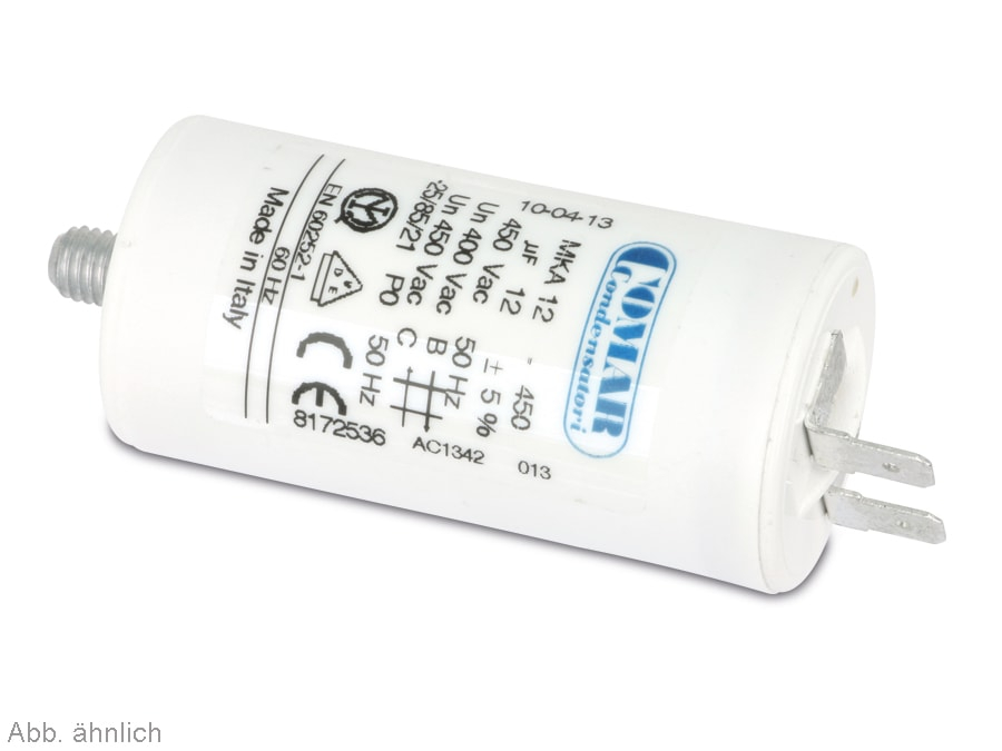 COMAR Motorkondensator FS (Flachstecker), 3 µF, 450 V, 6,3 mm