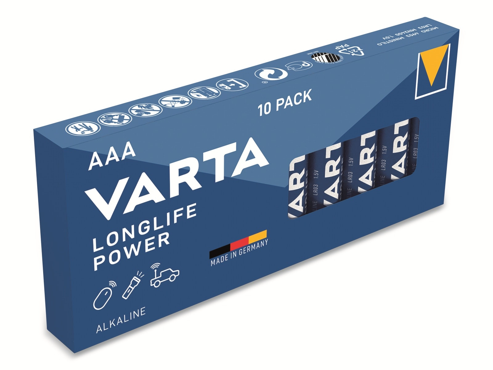 Image of VARTA Batterie Alkaline, Micro, AAA, LR03, 1.5V, Longlife Power, 10 Stück