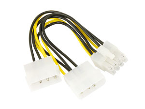 Image of GOOBAY 93241 - Kabel Grafik 2x 4 Pin HDD St. > 8 Pin PCIe Bu., 15 cm