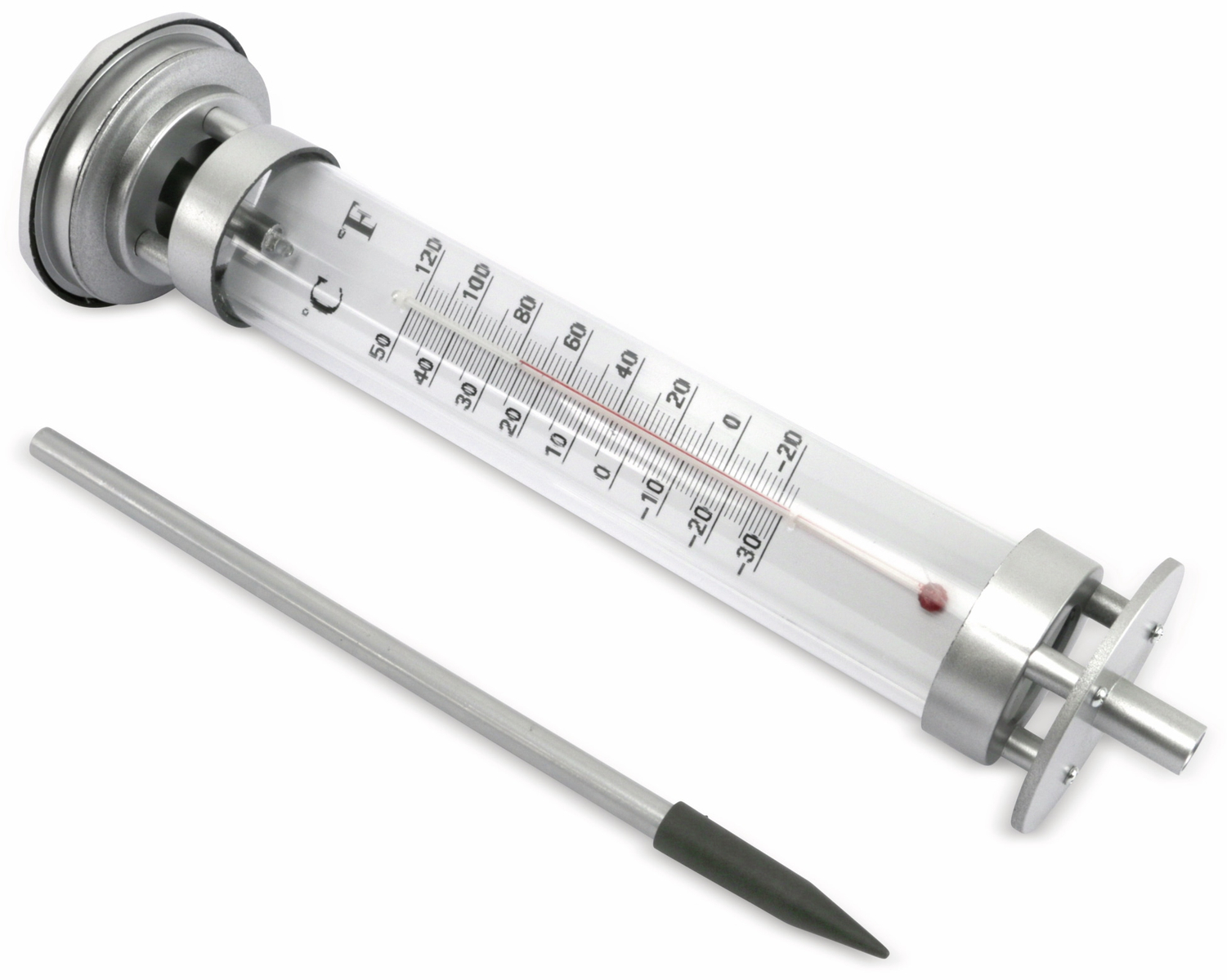 Gartenthermometer mit Solarlampe silber - Grundig