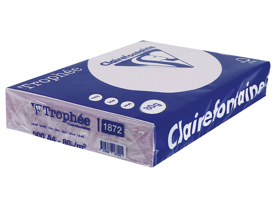 Clairefontaine 1872C - Ries Druckerpapier / Kopierpapier Trophee, intensive Farben, DIN A4, 80g, 500 Blatt, Lila, 1 Ries