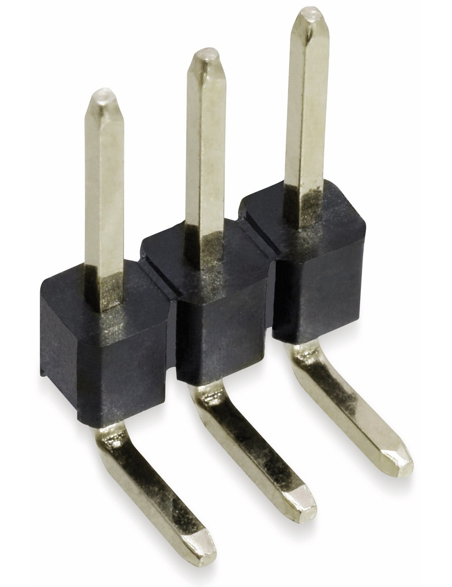 Stiftleiste, 1 x 3, 2,54 mm, gewinkelt, 0,8µ Au (Gold), 5 Stück